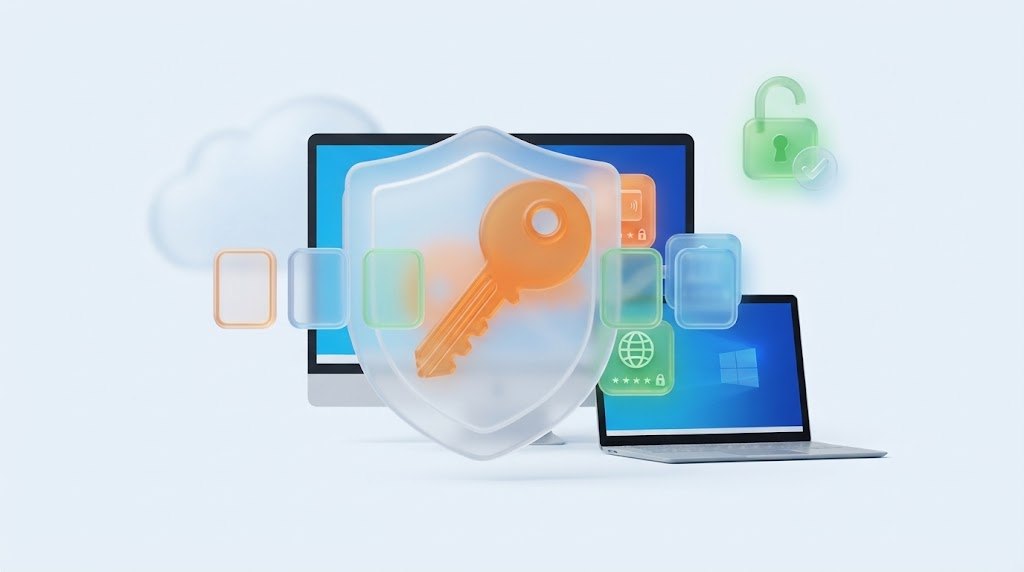 Vault256 orange glass key, a symbol of the master password